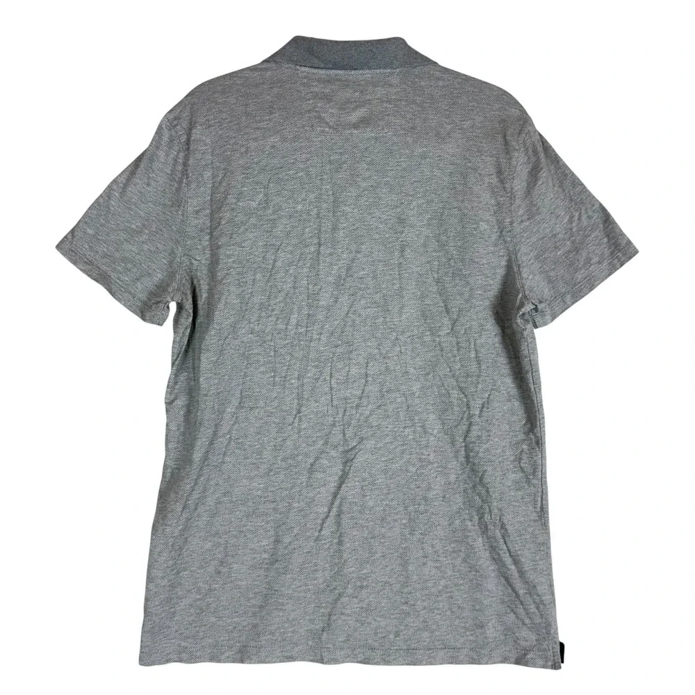 Banana Republic Polo Shirt Mens Large Gray‎ Solid Short Sleeve 100% Cotton Knit
